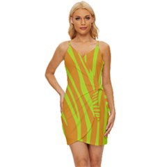 Abstract Zebra Stripes Orange Wrap Tie Front Dress by FunDressesShop