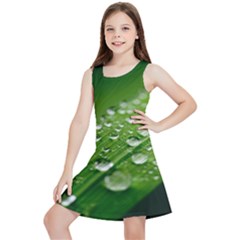 Green Water Leaf Kids  Lightweight Sleeveless Dress