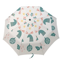 Reindeer Stars Socks Stick Candy Cane Folding Umbrellas by artworkshop