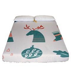 Reindeer Stars Socks Stick Candy Cane Fitted Sheet (queen Size) by artworkshop