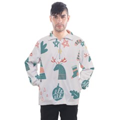 Reindeer Stars Socks Stick Candy Cane Men s Half Zip Pullover by artworkshop