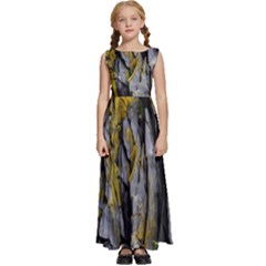 Rock Wall Crevices  Kids  Satin Sleeveless Maxi Dress by artworkshop