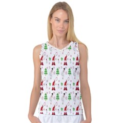 Santa Claus Snowman Christmas  Women s Basketball Tank Top by artworkshop