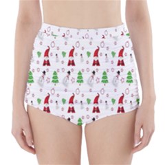 Santa Claus Snowman Christmas  High-waisted Bikini Bottoms by artworkshop