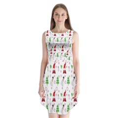 Santa Claus Snowman Christmas  Sleeveless Chiffon Dress   by artworkshop