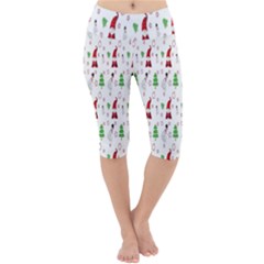 Santa Claus Snowman Christmas  Lightweight Velour Cropped Yoga Leggings by artworkshop