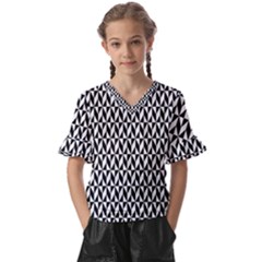 Seamless Abstract Geometric Pattern Background Kids  V-Neck Horn Sleeve Blouse