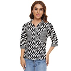 Seamless Abstract Geometric Pattern Background Women s Quarter Sleeve Pocket Shirt