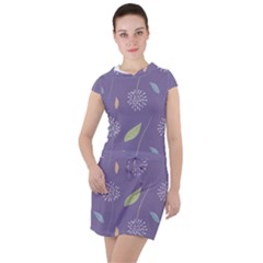 Seamless Pattern Floral Background Violet Background Drawstring Hooded Dress by artworkshop