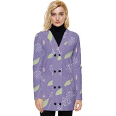 Seamless Pattern Floral Background Violet Background Button Up Hooded Coat  by artworkshop