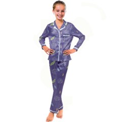 Seamless Pattern Floral Background Violet Background Kid s Satin Long Sleeve Pajamas Set by artworkshop