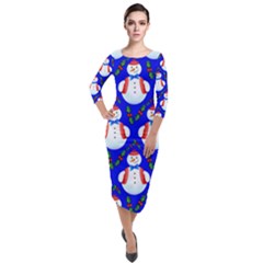 Seamless Repeat Repeating Pattern Quarter Sleeve Midi Velour Bodycon Dress by artworkshop