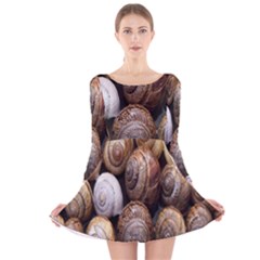 Snail Shells Pattern Arianta Arbustorum Long Sleeve Velvet Skater Dress
