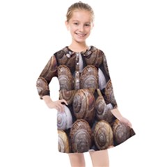 Snail Shells Pattern Arianta Arbustorum Kids  Quarter Sleeve Shirt Dress by artworkshop