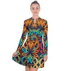 Orange, Turquoise And Blue Pattern  Long Sleeve Panel Dress by Sobalvarro