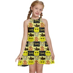 Smily Kids  Halter Collar Waist Tie Chiffon Dress