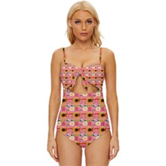 Egg Eyes Knot Front One-piece Swimsuit