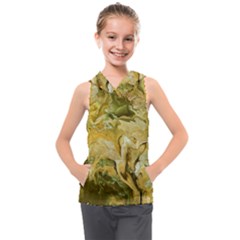 Kaleido Art Gold Kids  Sleeveless Hoodie by kaleidomarblingart