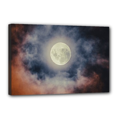 Dark Full Moonscape Midnight Scene Canvas 18  X 12  (stretched) by dflcprintsclothing