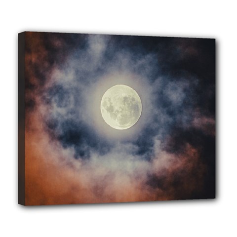 Dark Full Moonscape Midnight Scene Deluxe Canvas 24  X 20  (stretched) by dflcprintsclothing