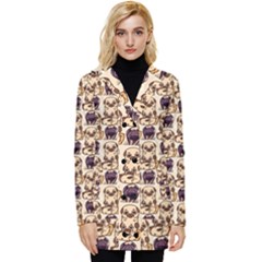 Pugs Button Up Hooded Coat  by Sparkle