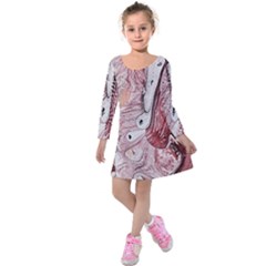 Cora; abstraction Kids  Long Sleeve Velvet Dress