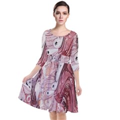 Cora; abstraction Quarter Sleeve Waist Band Dress