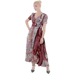 Cora; abstraction Button Up Short Sleeve Maxi Dress