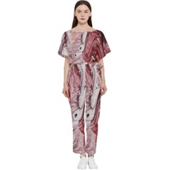 Cora; abstraction Batwing Lightweight Chiffon Jumpsuit