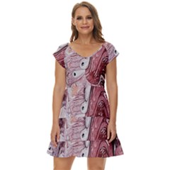 Cora; abstraction Short Sleeve Tiered Mini Dress