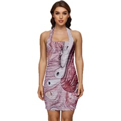 Cora; abstraction Sleeveless Wide Square Neckline Ruched Bodycon Dress