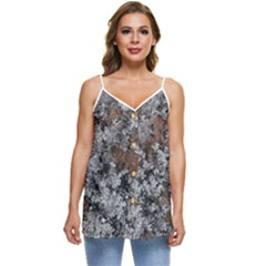 Floral Surface Print Design Casual Spaghetti Strap Chiffon Top by dflcprintsclothing