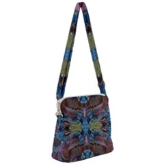 Marbled Confetti Symmetry Zipper Messenger Bag by kaleidomarblingart