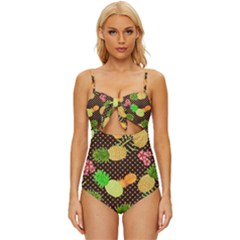 Troipcal Pineapple Fun Knot Front One-piece Swimsuit