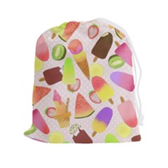 Ice Cream Pink Drawstring Pouch (2xl) by PaperDesignNest