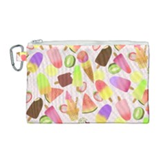 Ice Cream Pink Canvas Cosmetic Bag (large) by PaperDesignNest