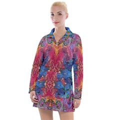 Firey Repeats I Women s Long Sleeve Casual Dress by kaleidomarblingart