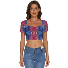 Firey Repeats I Short Sleeve Square Neckline Crop Top 