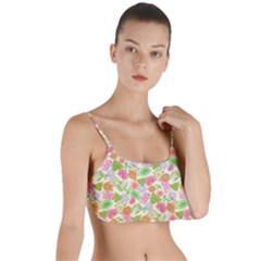 Forest Leaves Pattern Pink  Layered Top Bikini Top  by PaperDesignNest