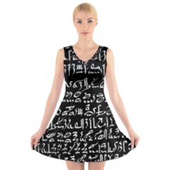 Sanscrit Pattern Design V-neck Sleeveless Dress by dflcprintsclothing