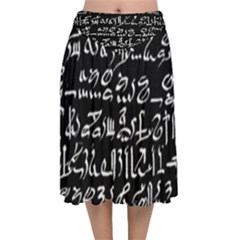 Sanscrit Pattern Design Velvet Flared Midi Skirt by dflcprintsclothing