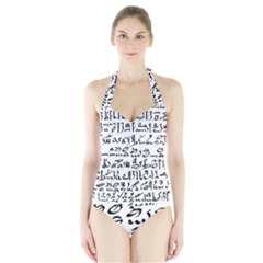 Sanscrit Pattern Design Halter Swimsuit by dflcprintsclothing