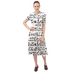 Sanscrit Pattern Design Keyhole Neckline Chiffon Dress by dflcprintsclothing