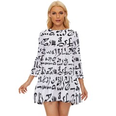 Sanscrit Pattern Design Long Sleeve Babydoll Dress by dflcprintsclothing