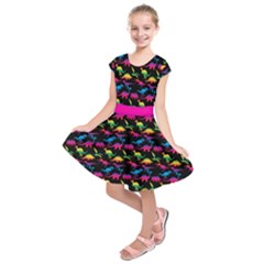 Rainbow Dinosaurs Kids  Short Sleeve Dress by ALIXE