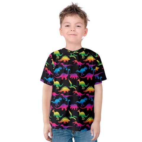 Rainbow Dinosaurs Kids  Cotton Tee by ALIXE