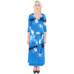 Trees & Sky In Martinsicuro, Italy  Quarter Sleeve Wrap Maxi Dress by ConteMonfrey
