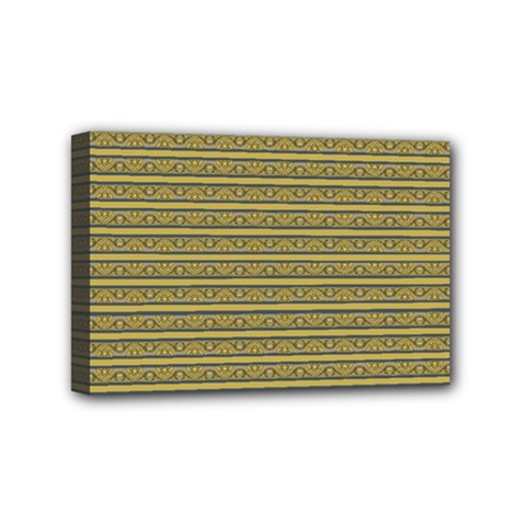 Golden Striped Decorative Pattern Mini Canvas 6  X 4  (stretched)
