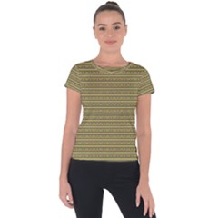 Golden Striped Decorative Pattern Short Sleeve Sports Top  by dflcprintsclothing