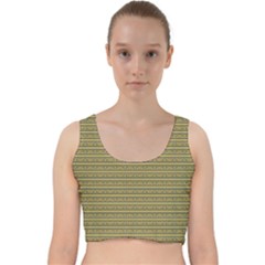 Golden Striped Decorative Pattern Velvet Racer Back Crop Top by dflcprintsclothing